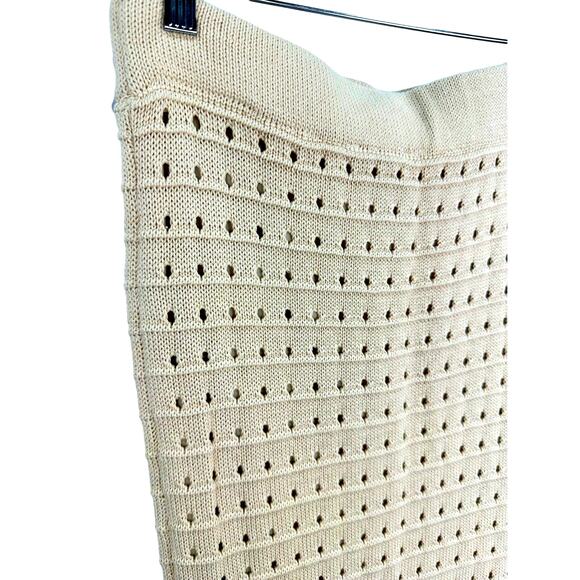 MABLE Pointelle Knit Maxi Skirt Tan Mermaid Hem Perforated Small - Picture 3 of 6